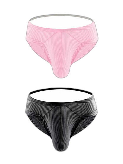 2 Pack Men's Low Rise Back Hollow 3D U-convex Large Pouch T-Back Briefs