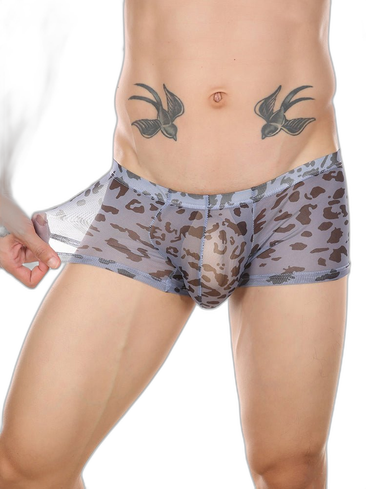 4 Pack Leopard Print See-through Mesh Trunks