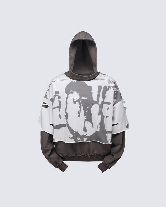 KIIKIO Grunge Layered Hoodie