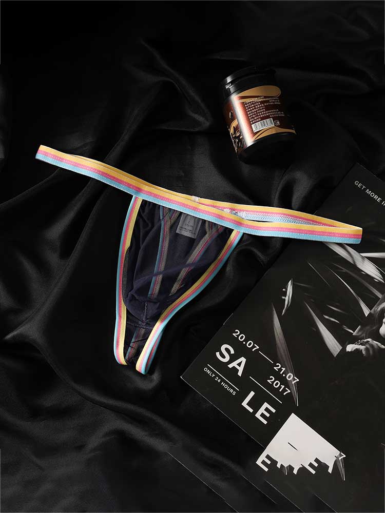 Men's Sexy Thin Sheer U-Convex Mesh Pouch Thong