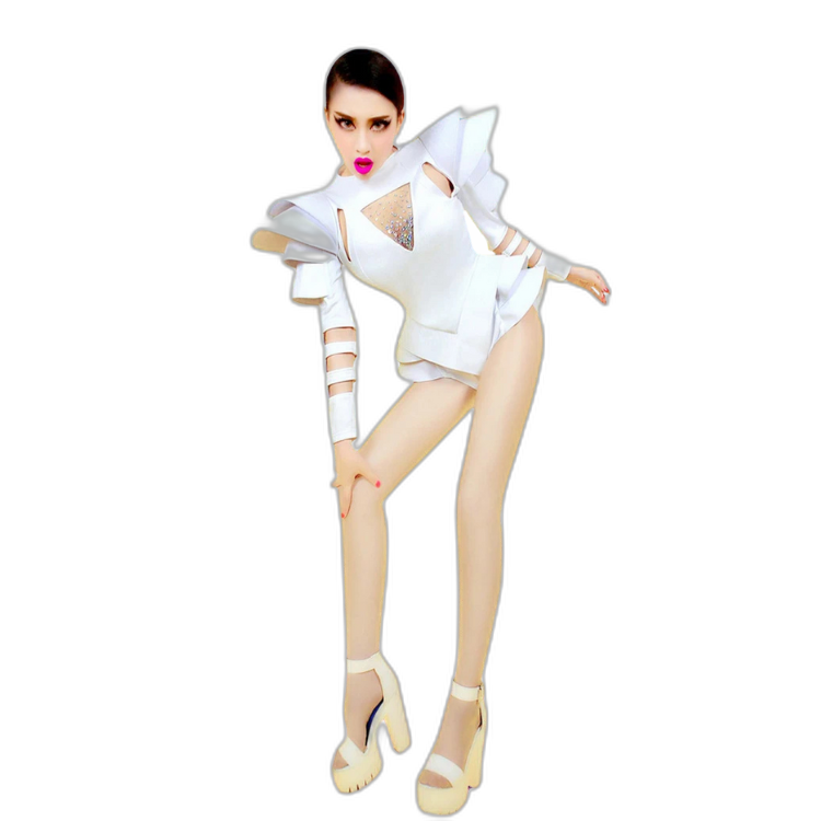 Crystal Couture White Party Bodysuit