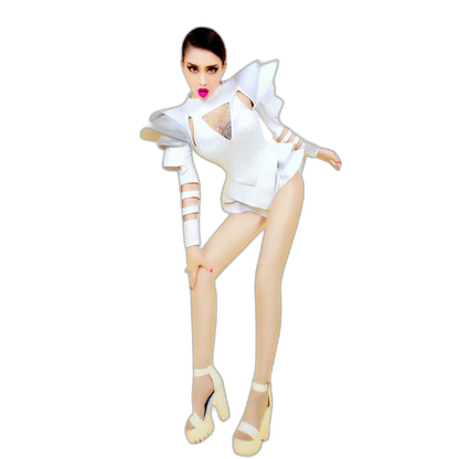 Crystal Couture White Party Bodysuit