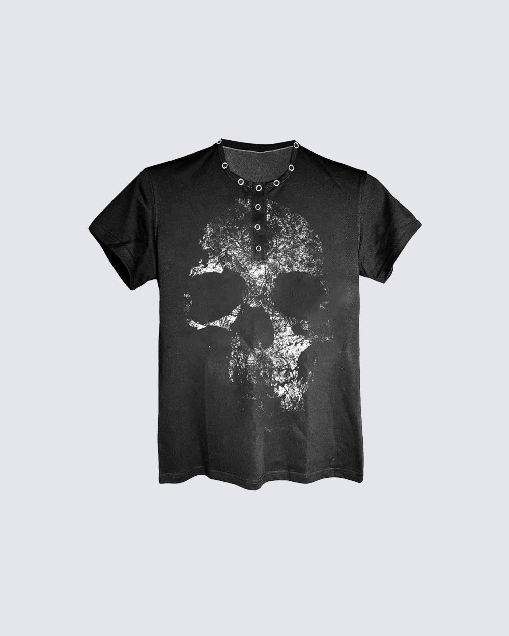 KIIKIO Dark Street Metal-Decorated Crew Neck Tee