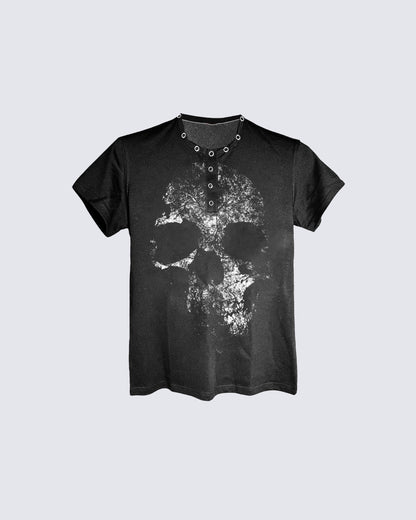 KIIKIO Dark Street Metal-Decorated Crew Neck Tee