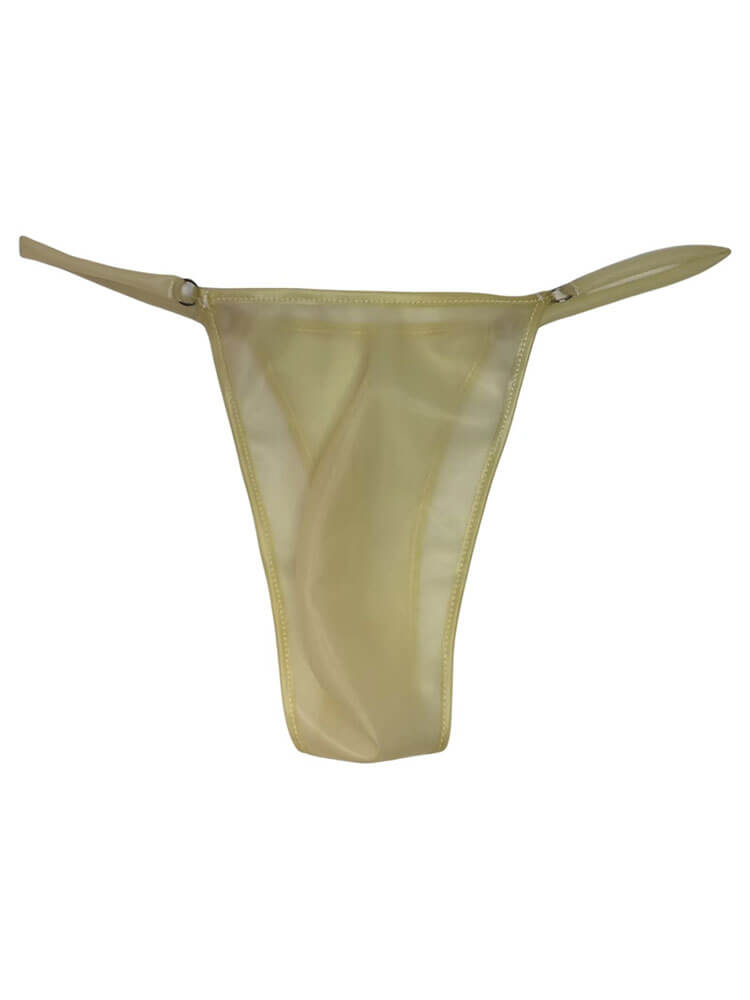 Men's Sexy Thin Straps Low-Rise Latex Thong