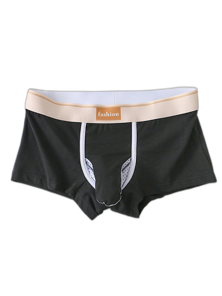 3 Pack Men's Elephant Trunk Separate Cotton Sexy Mid-Rise Solid Color Trunks