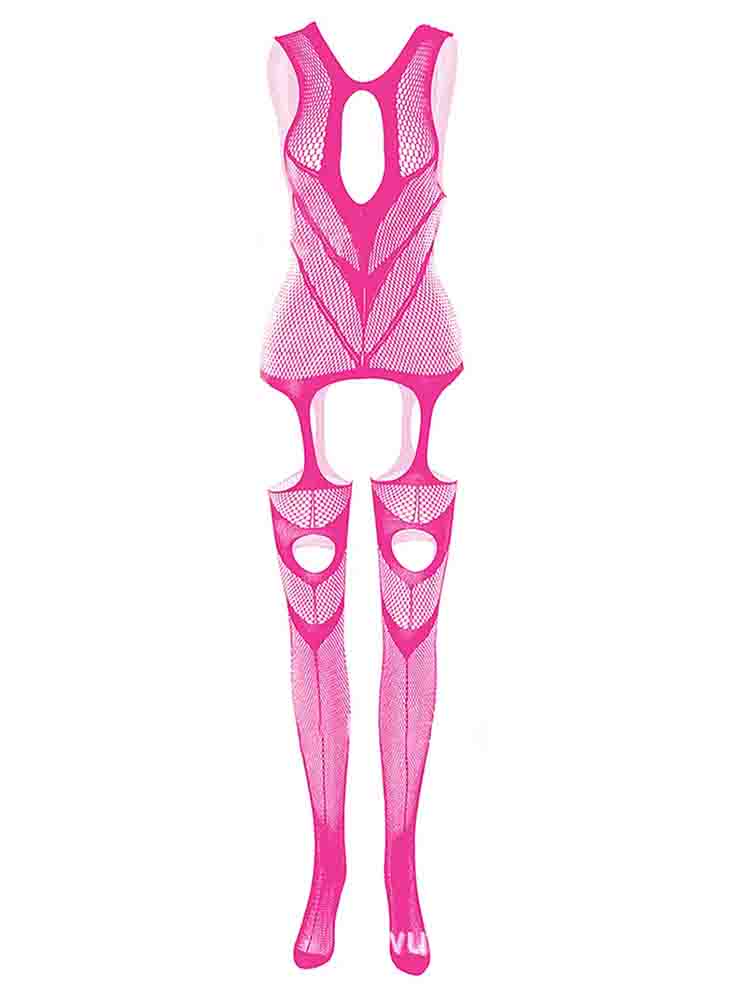 Fishnet See-Through Sleeveless Body Stockings