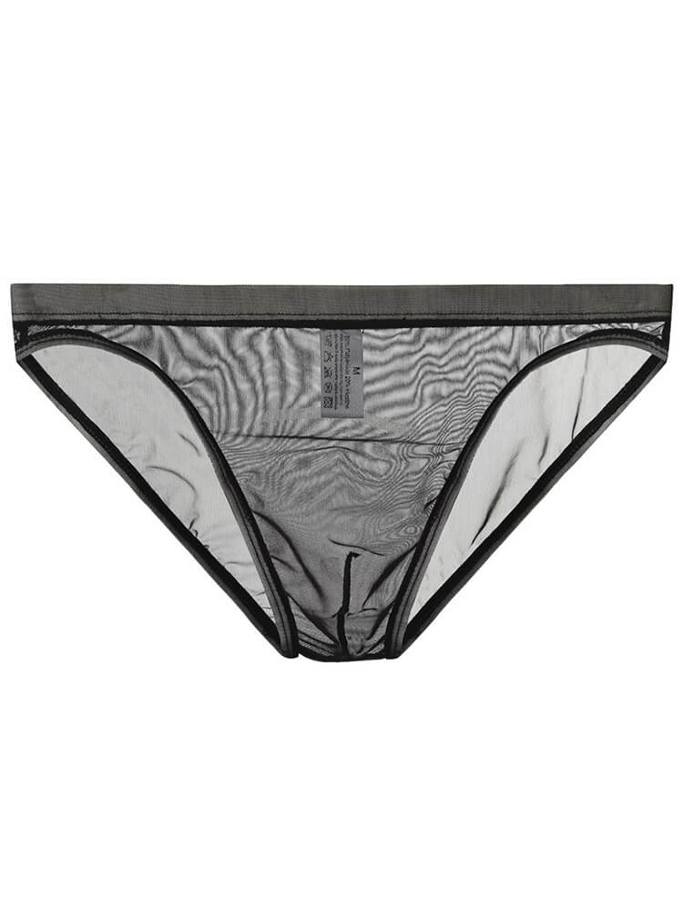 Men's Solid Color Sexy Mesh Transparent Thin Briefs