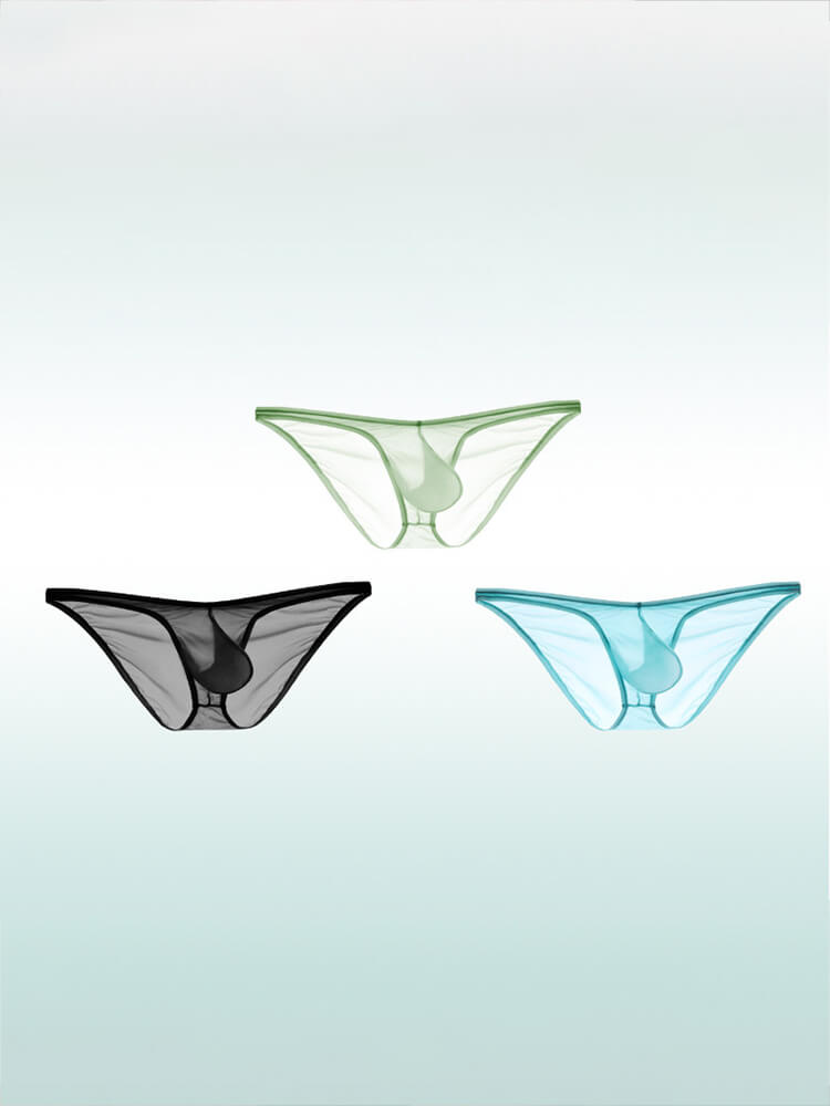 Men's Sexy Thin Transparent Low-Rise One-Piece Briefs