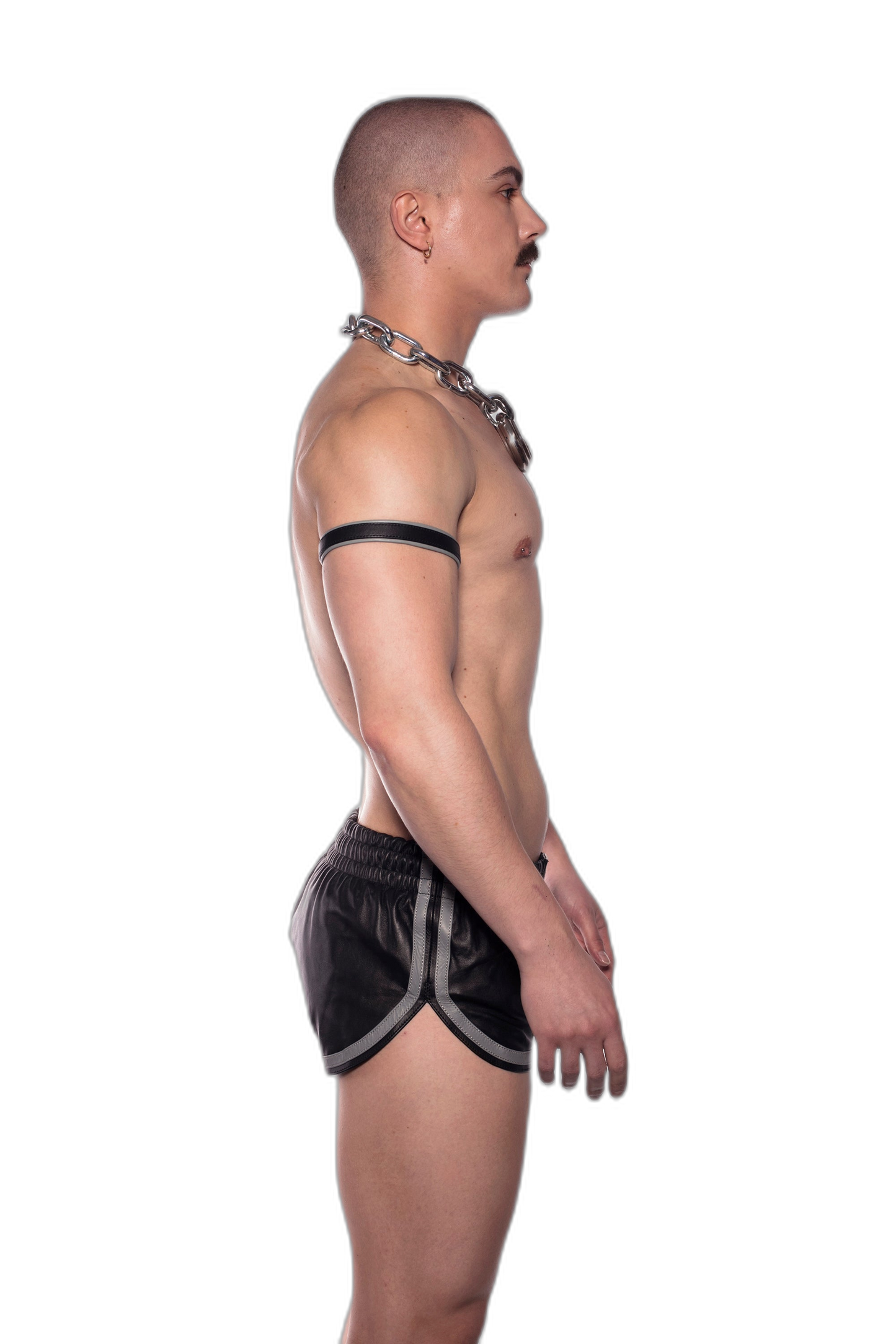 Prowler RED Leather Sports Shorts Grey Trim