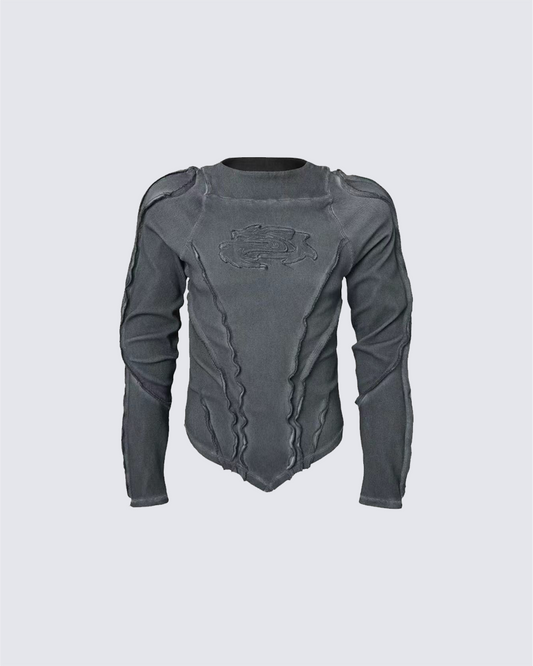 American Vintage Washed Distressed Moto Mecha Sweatshirt