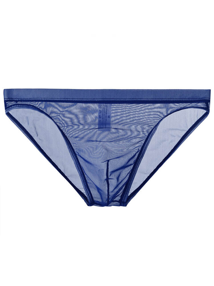Men's Solid Color Sexy Mesh Transparent Thin Briefs