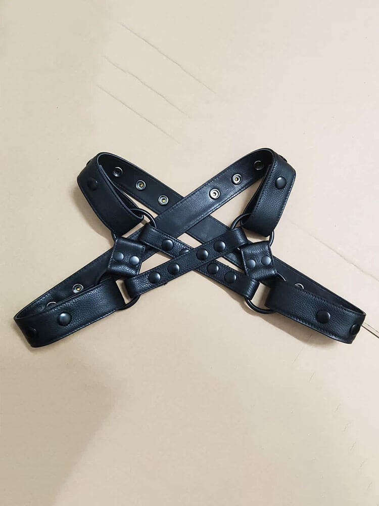Men's Sexy Genuine Leather Harness Jockstrap Set