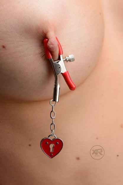 Captive Heart Padlock Nipple Clamps