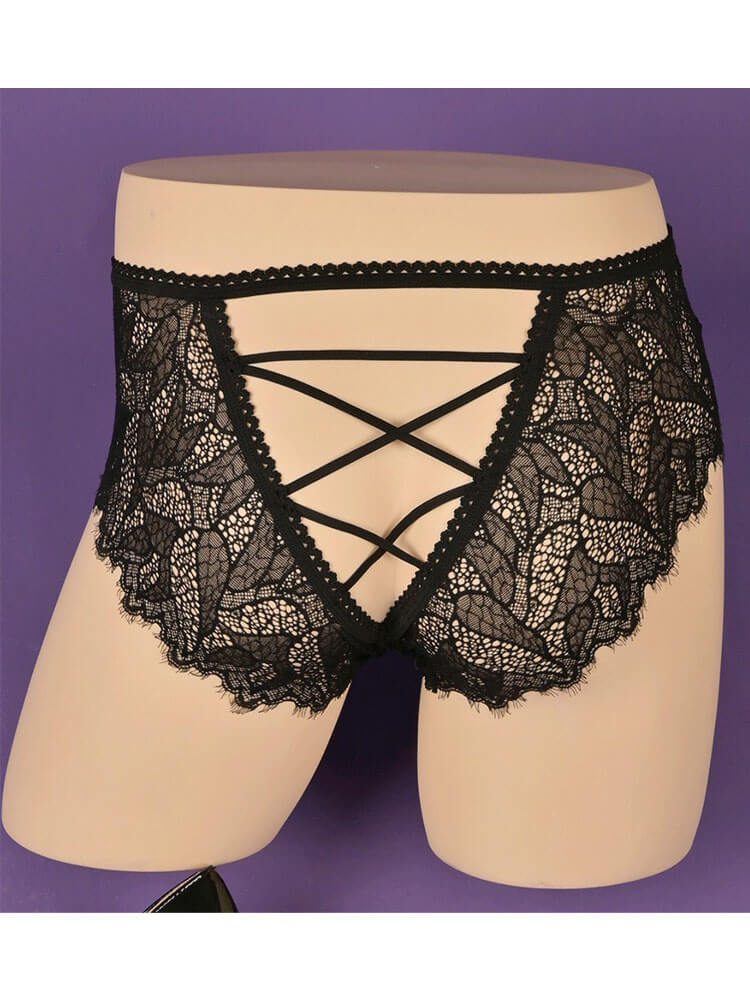 Men's Sexy High-Waisted Cut-Out Lace Briefs