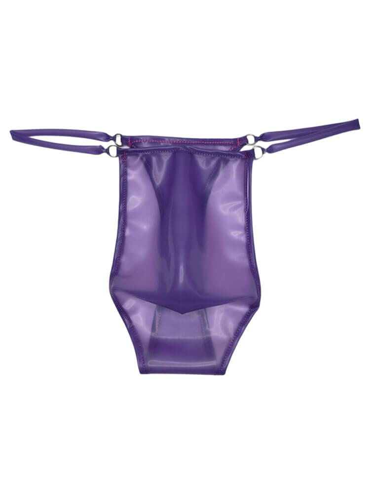 Men's Sexy Thin Straps Low-Rise Latex Thong