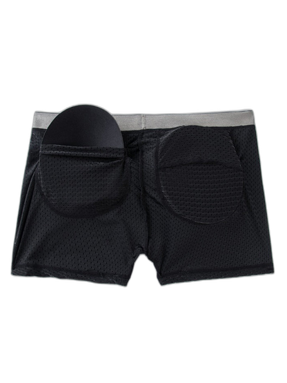 Sponge Cushion Mesh Buttock Boxer Briefs
