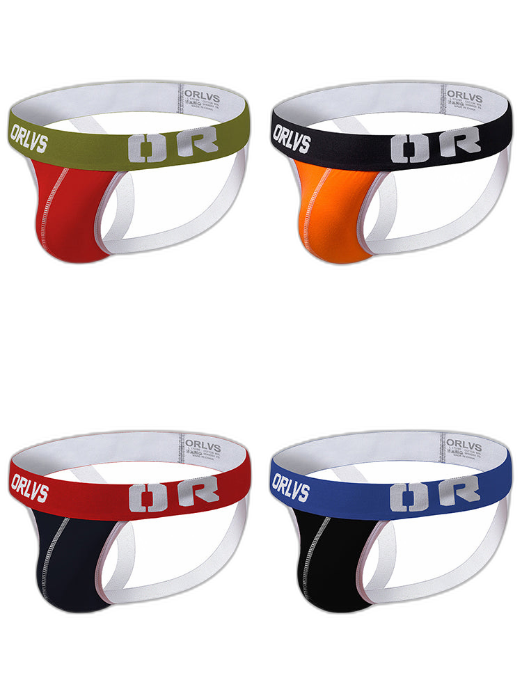 4 Pack Contrast Colors Low Rise Jockstraps
