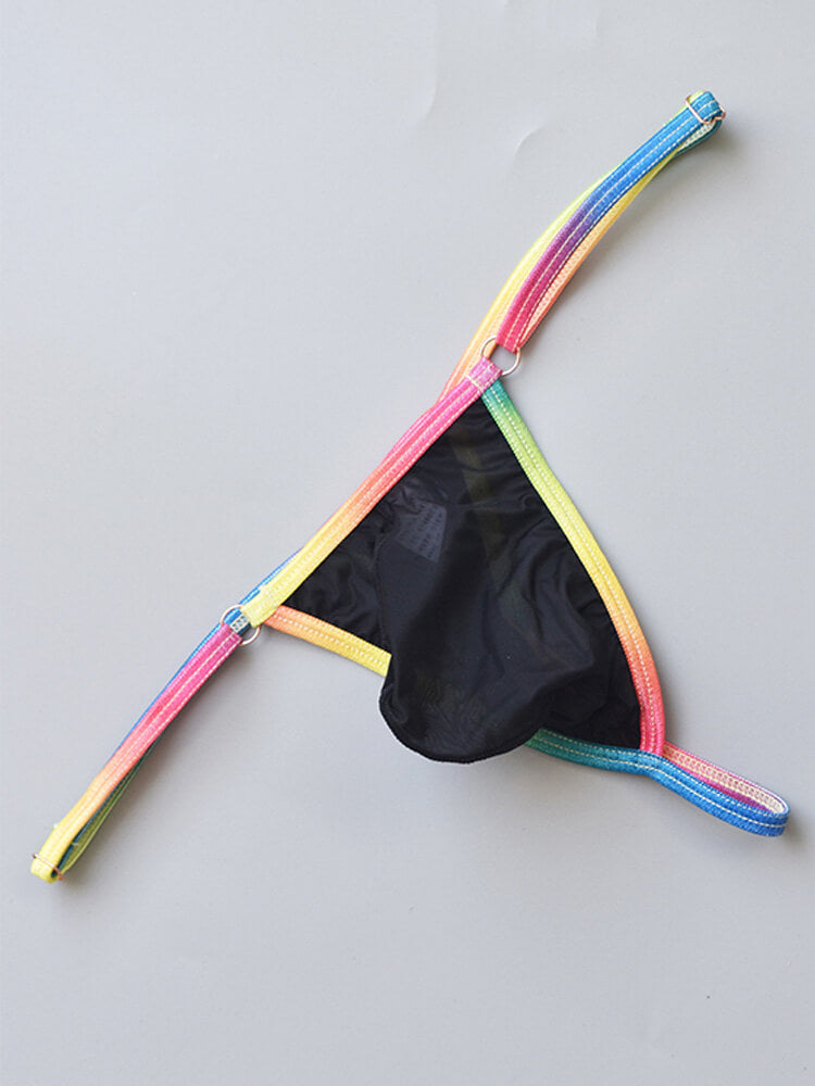 Men's Mesh Pouch Ultra-Thin Rainbow Thong