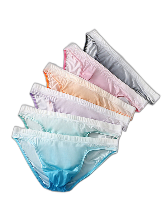 3 Pack Men's Sensual Silk-Like Loose Gradient Color Bikini