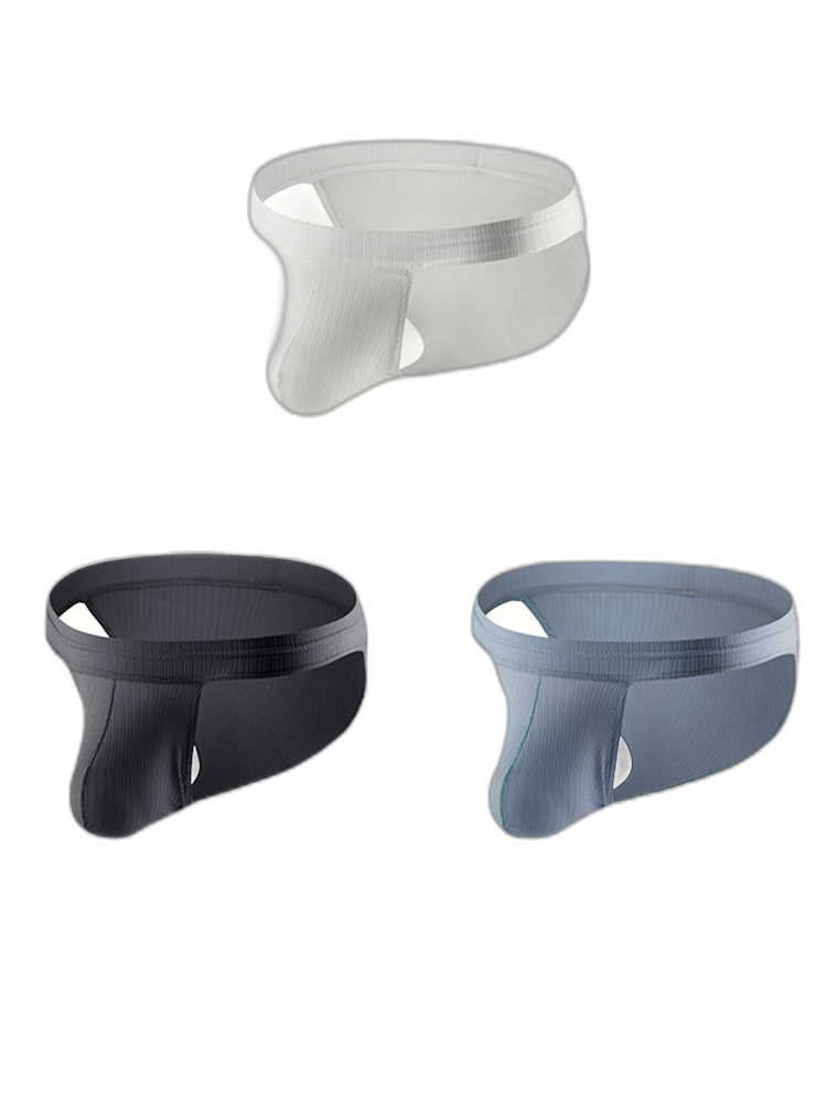 3 Pack Men's Threaded Fabric Briefs with U Convex Pouch