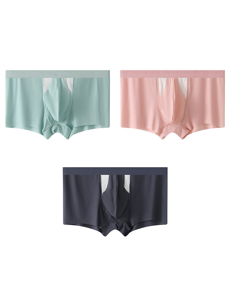 3 Pack Split-Support Men's Trunks- Breathable & Bulge-Enhancing