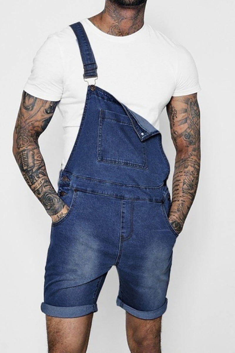 Men's Denim Pocket Romper  - Pink