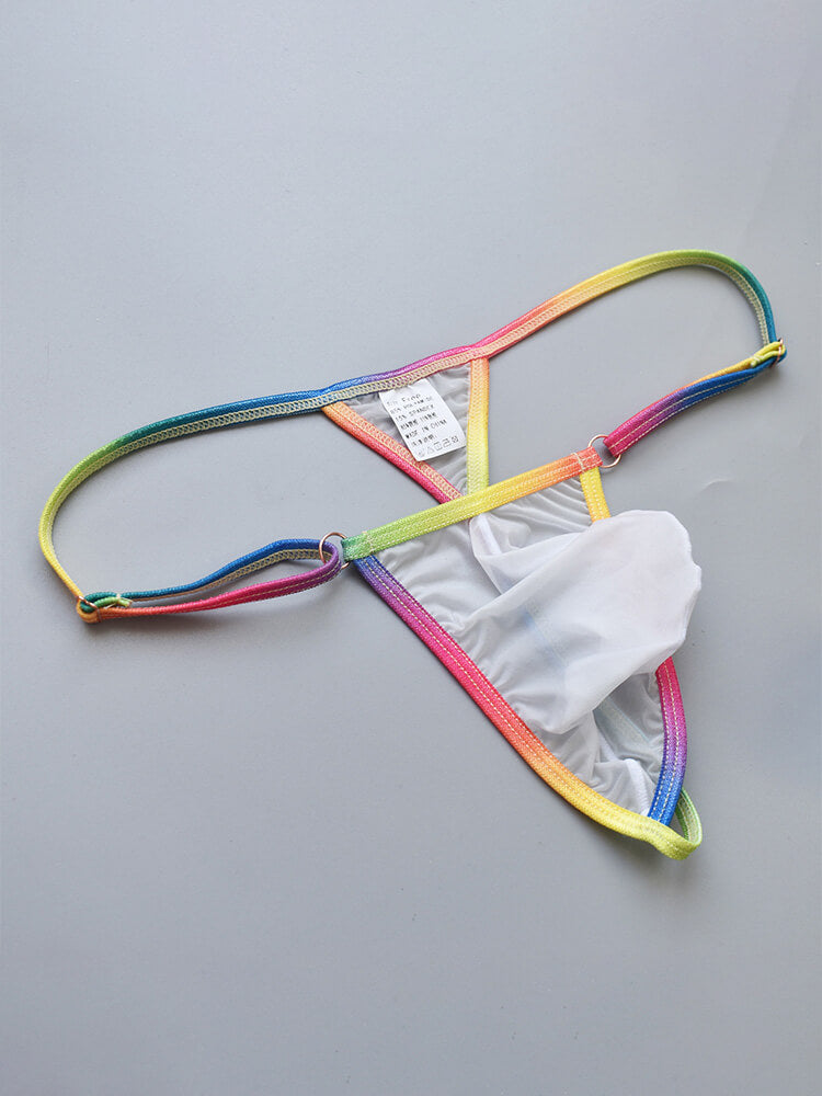 Men's Mesh Pouch Ultra-Thin Rainbow Thong