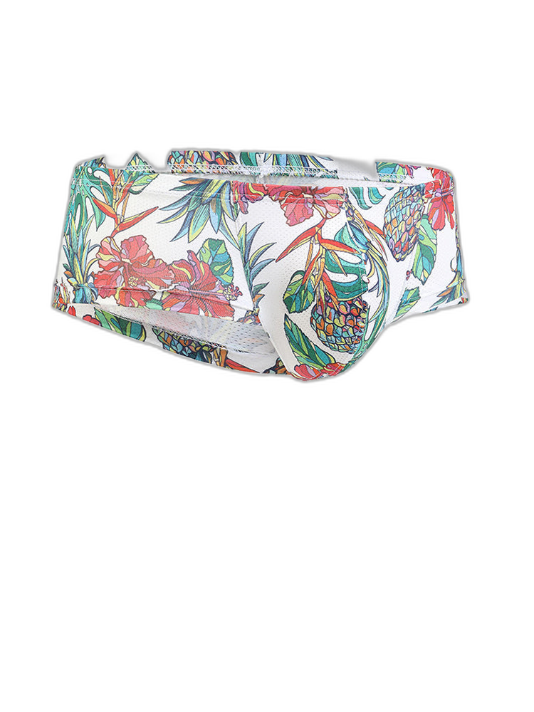 Men's Sexy Botanical Printed Mesh Underwear
