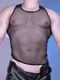 Men's Sexy Sheer Cut-Out Mesh Tank Top