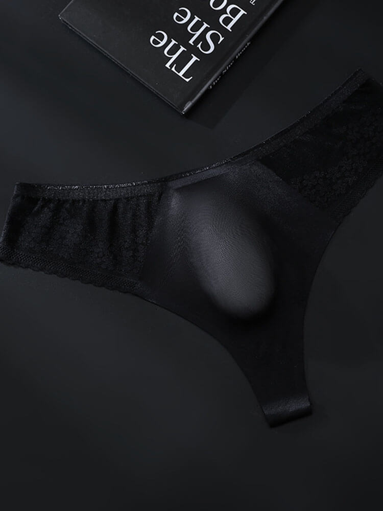 Men's Seamless Lace U-Convex High Elastic Thong