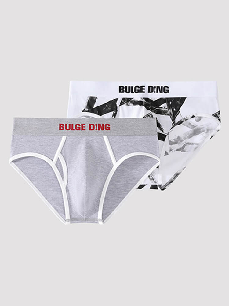 Men's Trace Belt Printed Colorblock Elastic Briefs
