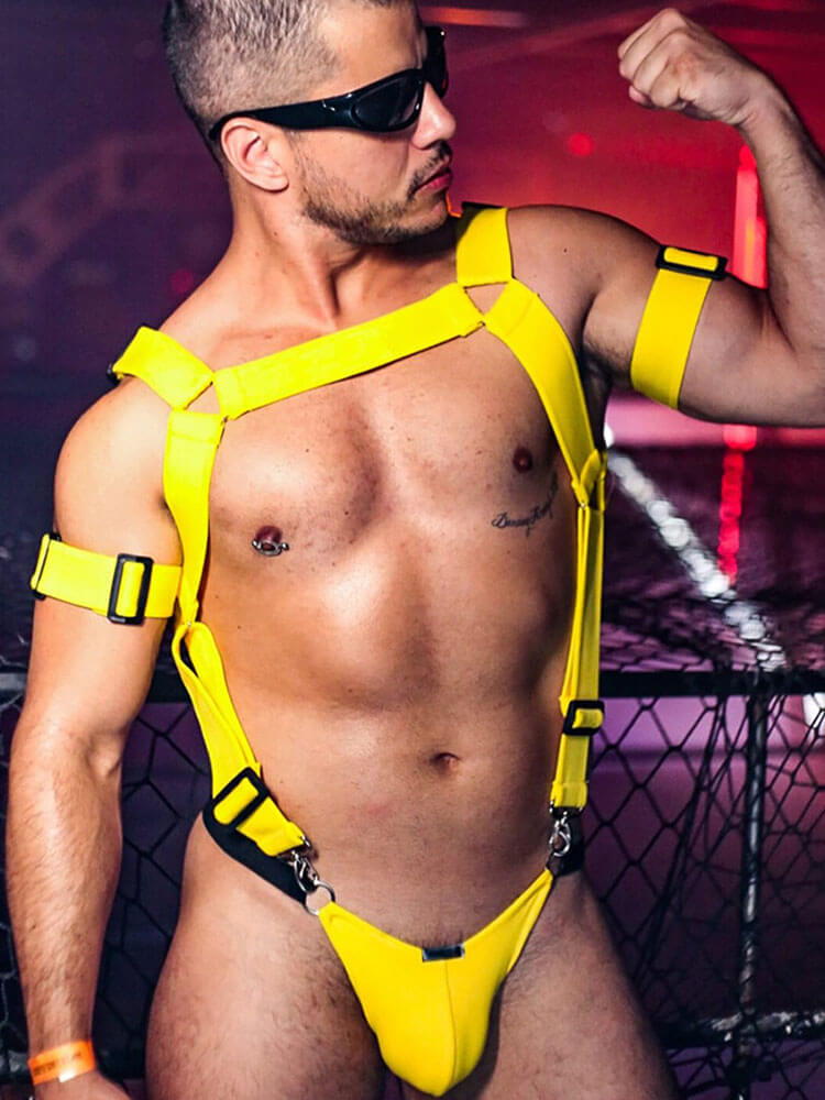Men's Sexy Straps Harness Jumpsuit Thong