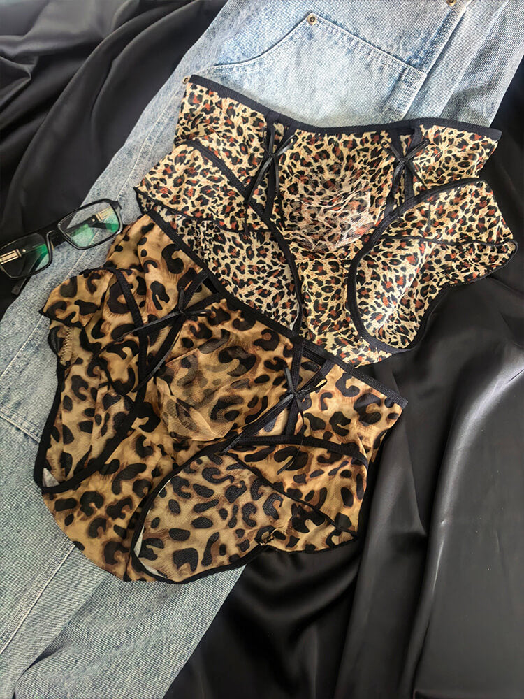 Men's Sexy Cut-Out Leopard Print U-Pouch Briefs
