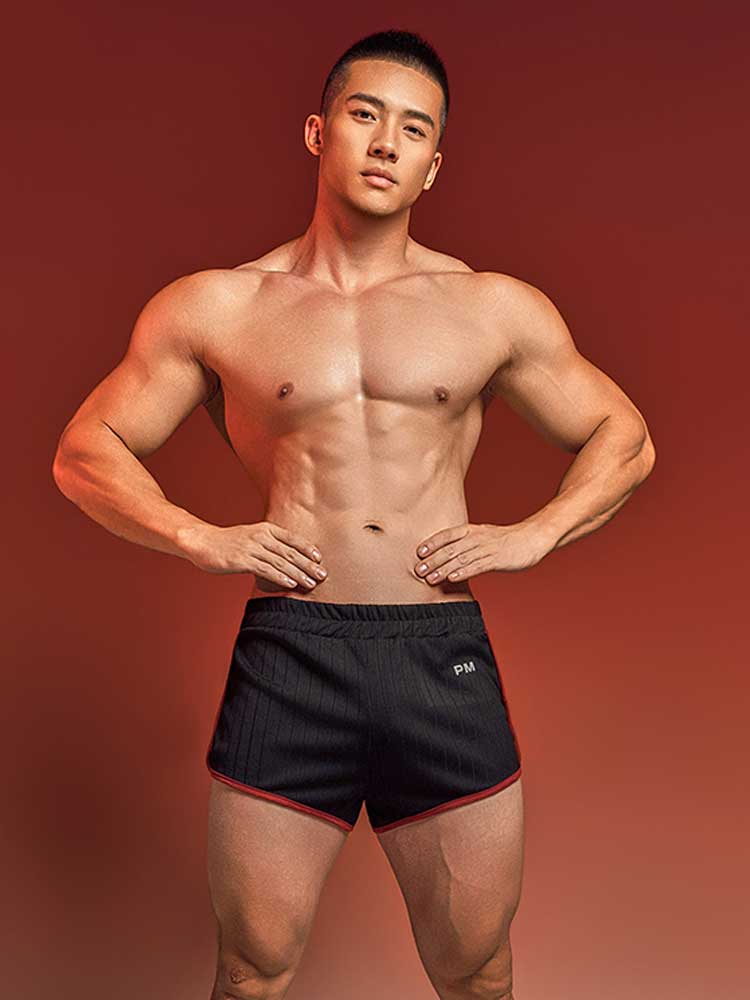 Men's Vertical-Stripe Elastic Waist Quick-Dry Shorts