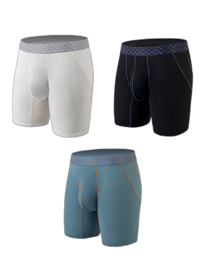 3 Pack Men's Anti-chafing Waffle Boxer Briefs