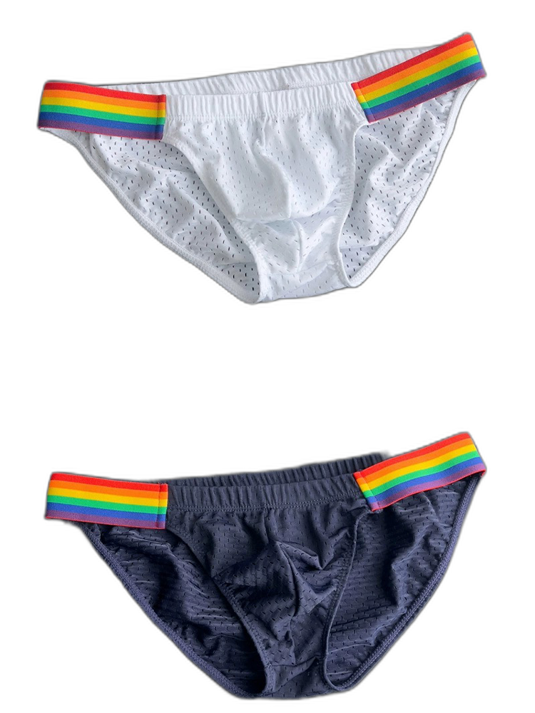 Men's Sexy Rainbow Pride Mesh Bikini