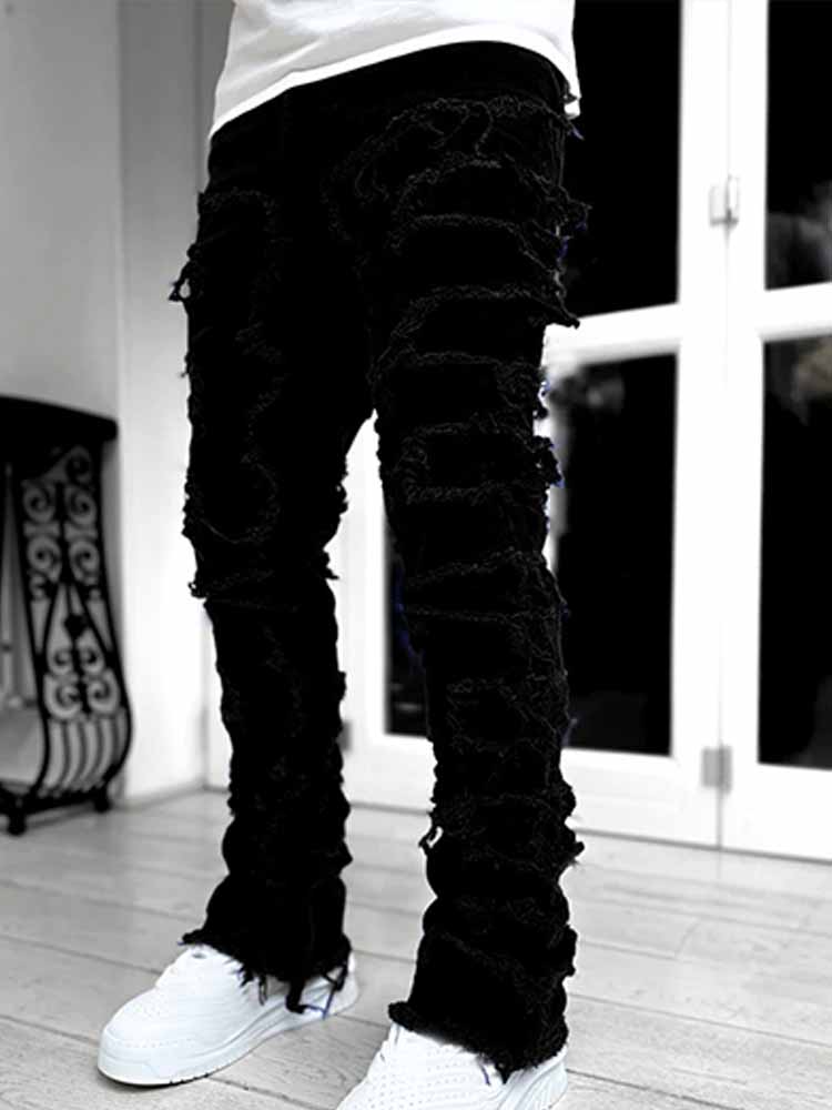 Men's Street Fashion Patch Straight Jeans