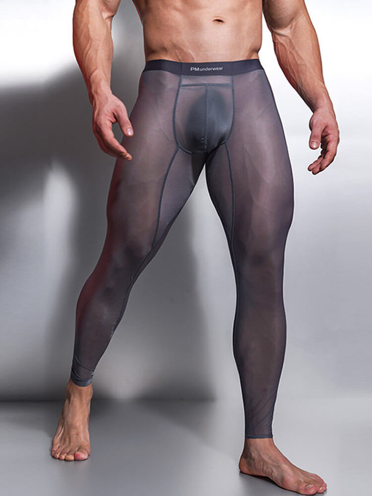 Men's Sexy Low-Waisted Thin Sheer Ice Silk Leggings