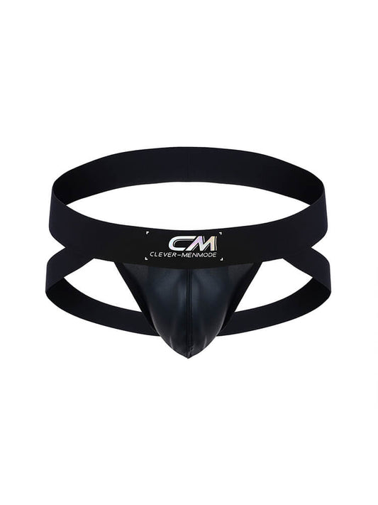 Men's Sexy Faux Leather Hollow Jockstrap