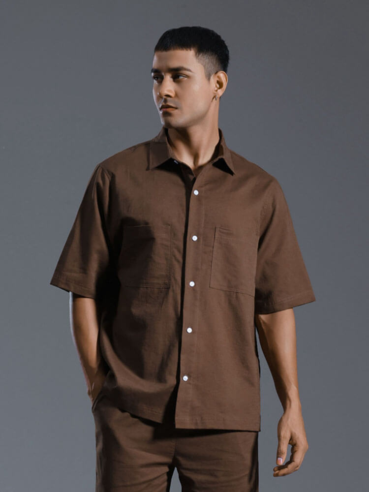 Men's Casual Cotton-Linen Mid-Sleeve Shirt