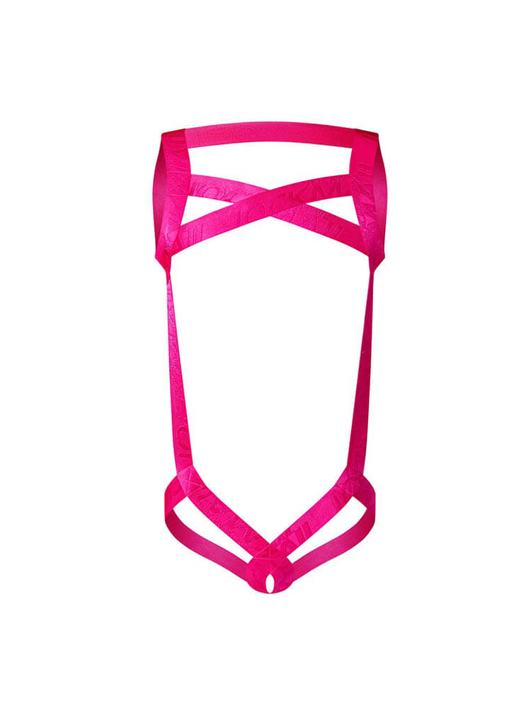 Men's Solid Sexy Hollow Ring Thong Bodysuit