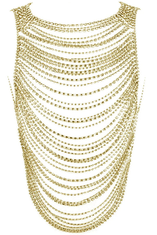 Men's Fashion Body Chain Multi-Layer Rhinestone Tank Top