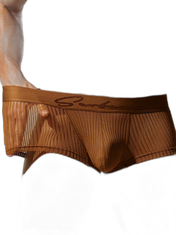 3 Pack Men's Striped Mesh Trunks with Comfort Pouch