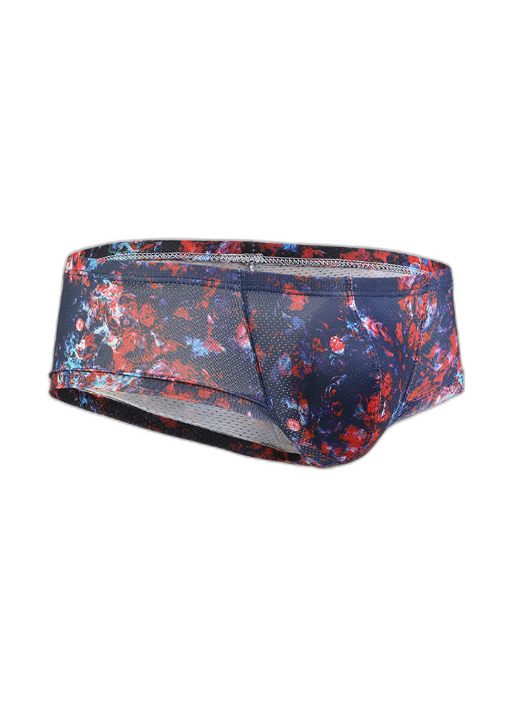 Men's Sexy Botanical Printed Mesh Underwear