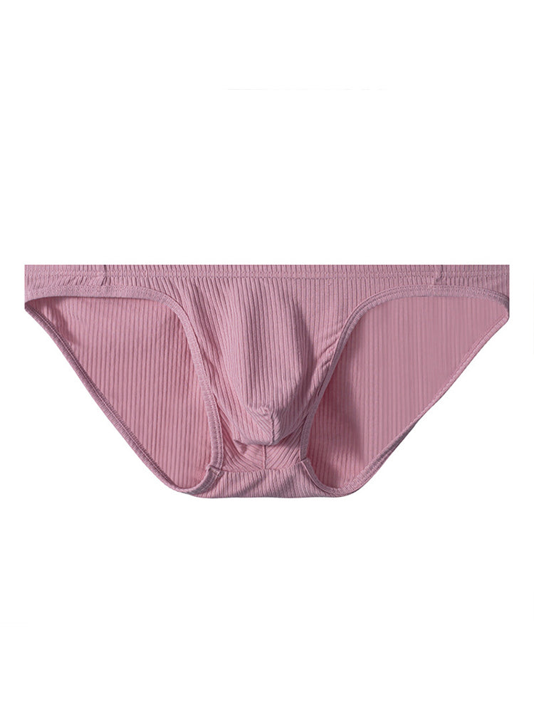 Men's Pit Cloth Solid Color Low Waist Briefs