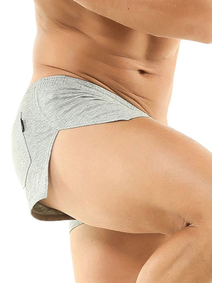 Men's Solid Color Slit Loose Pocket Boxer Briefs