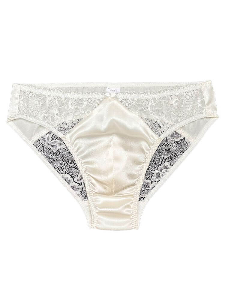 Men's Sexy Soft Lace Seamless Mulberry Silk Briefs