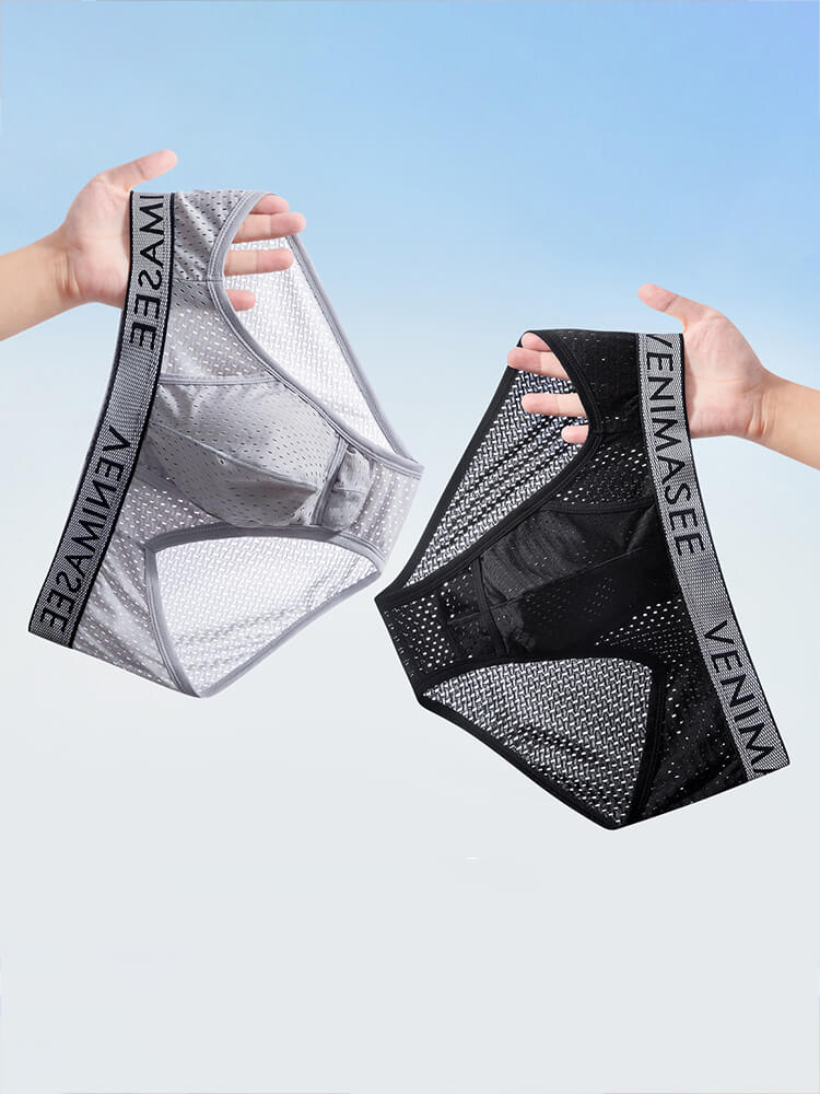 Men's Separated-Pouch Ice Silk Mesh Breathable Briefs