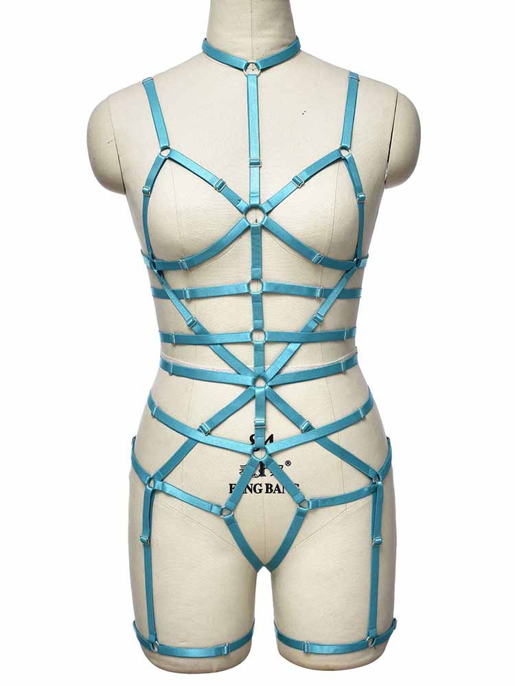 Solid Color Hollow One-Piece Strap Underwear Set